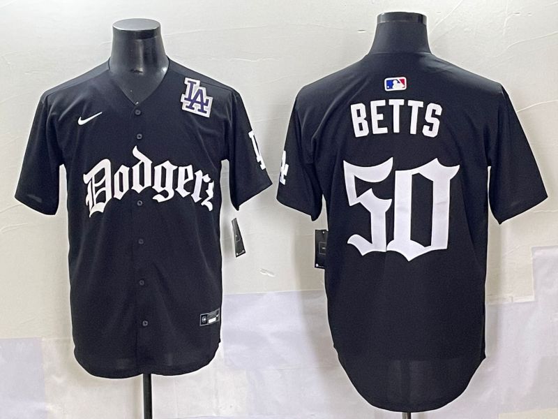 Men 2025 Los Angeles Dodgers #50 Betts Black Seventh generation Joint Name Nike MLB Jersey style 13->los angeles dodgers->MLB Jersey